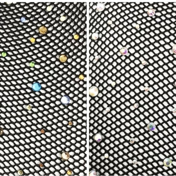RHINESTONE EMBELLISHED FISHNET STOCKINGS - Picture 9 of 14